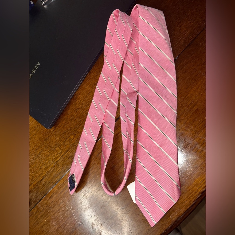 Jos. A. Bank Pink and White Striped Silk and cotton Tie NWT